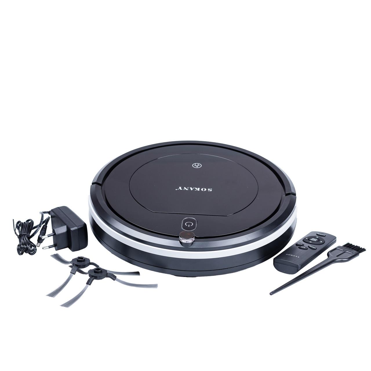 Робот для сухой уборки дома с пультом и аксессуарами - пылесос Sokany черный