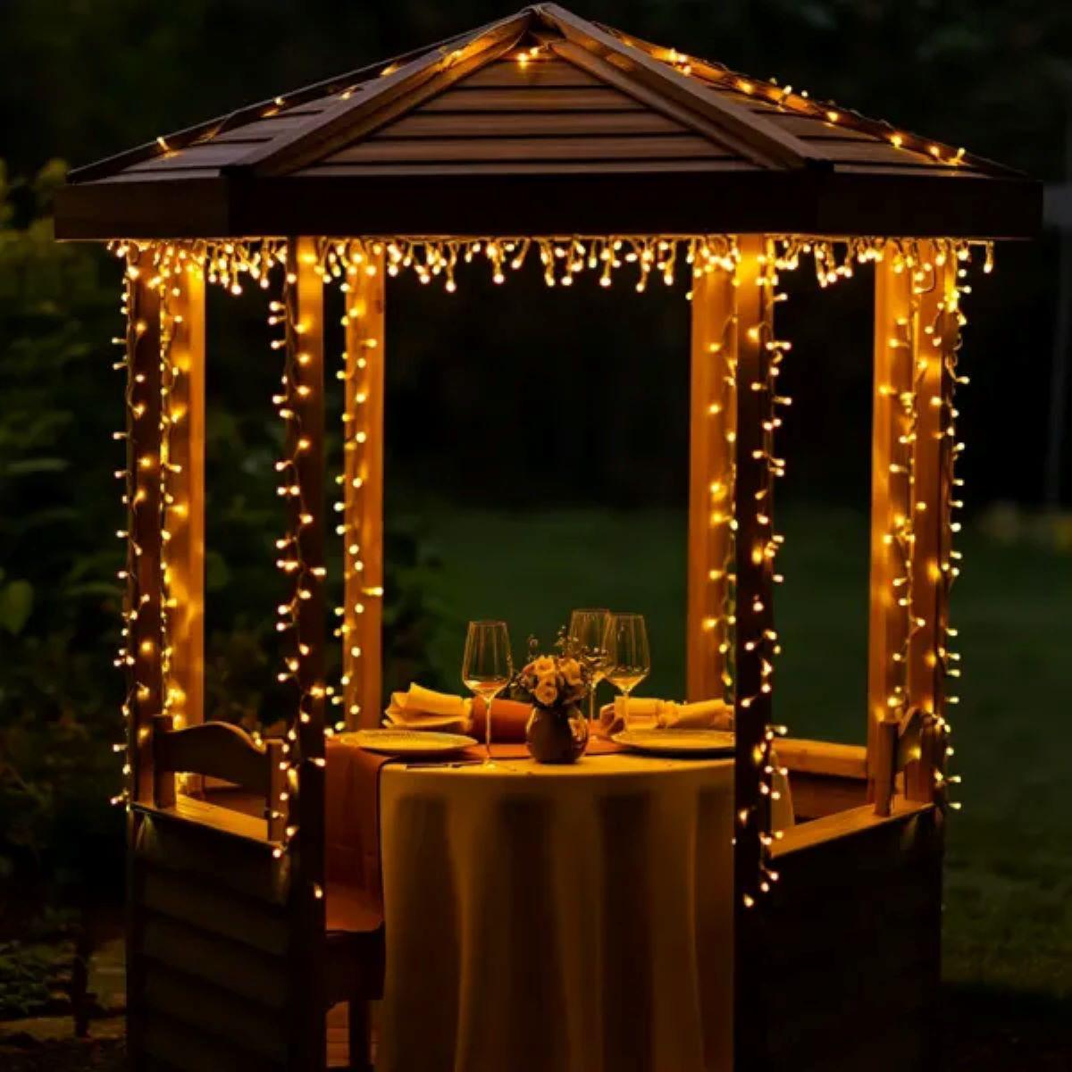 гирлянда для сада и террасы тёплый свет 30 м — уличная декоративная подсветка