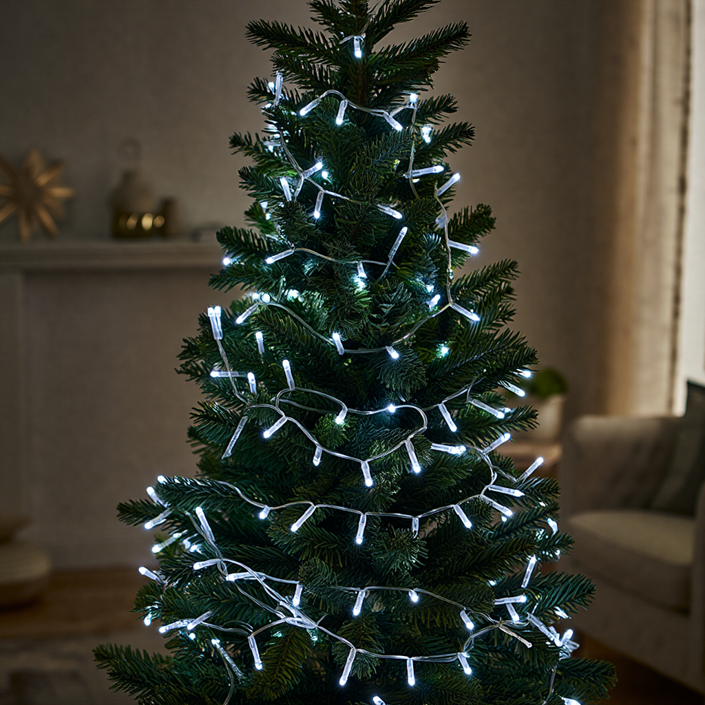 гирлянда нить для интерьера 18 м на ёлке белый свет 180 LED