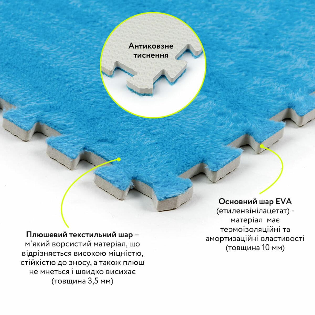 EVA пазл 600х600 с плюшевым слоем, слои материала и антикскользящее тиснение