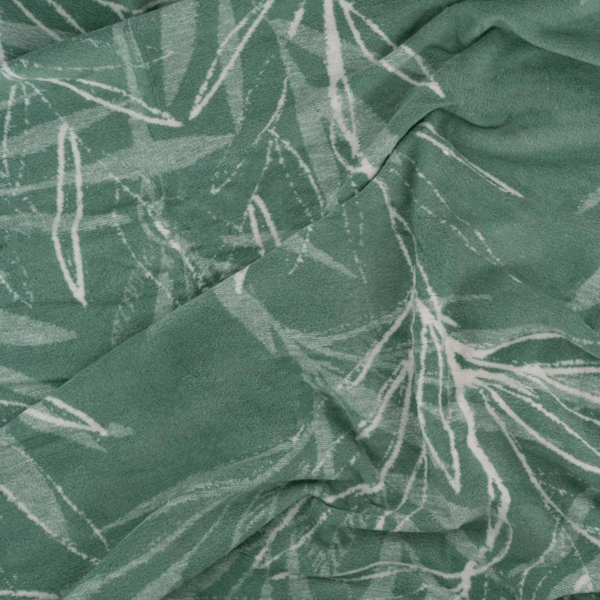 м’який плед ARDESTO Leonardo з листяним принтом, деталь фактури та акуратна обробка краю