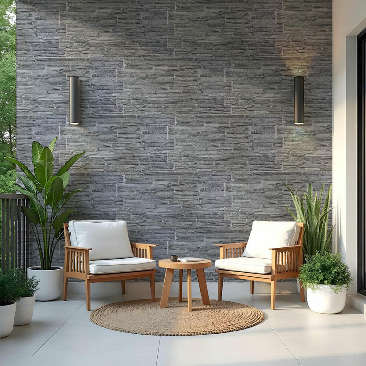 Декоративные ПВХ панели для стен 960x480 мм в интерьере столовой — панель под камень