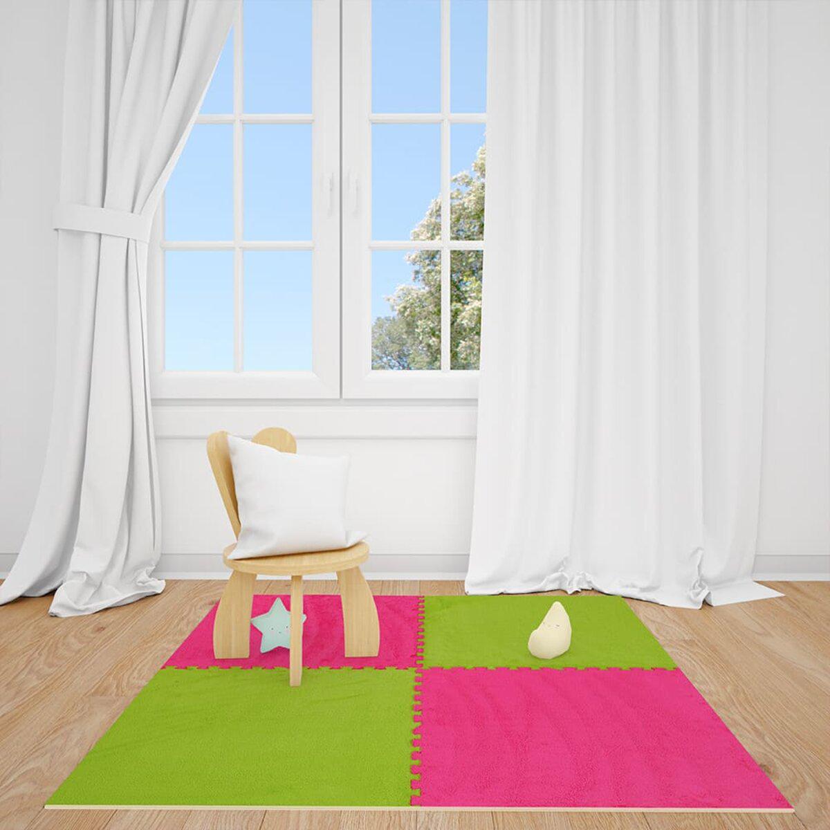 плюшевое модульное напольное покрытие 60x60 в интерьере — мягкие пазлы для детской