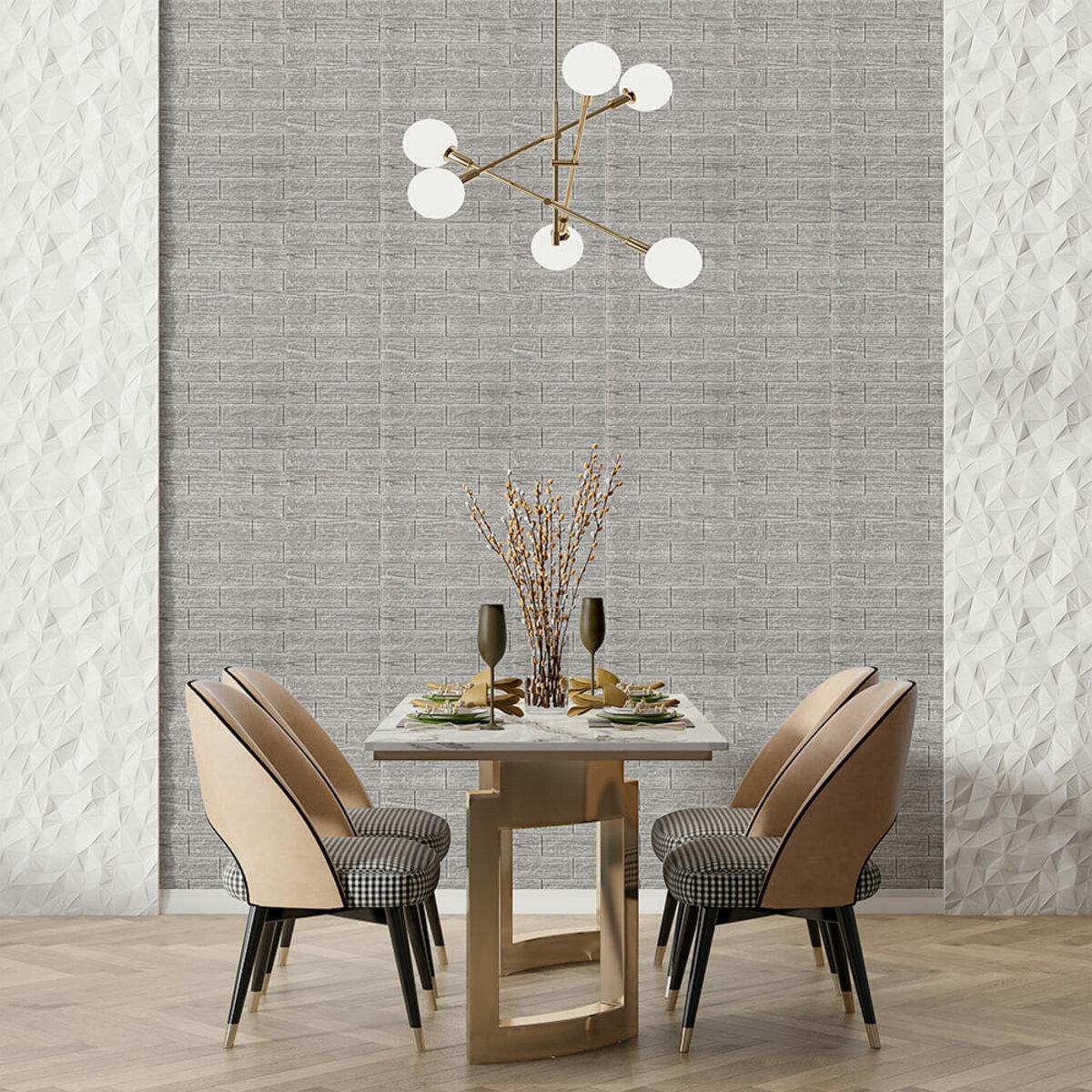 Декоративные панели под кирпич серые в интерьере - самоклеющиеся 3D панели для стен