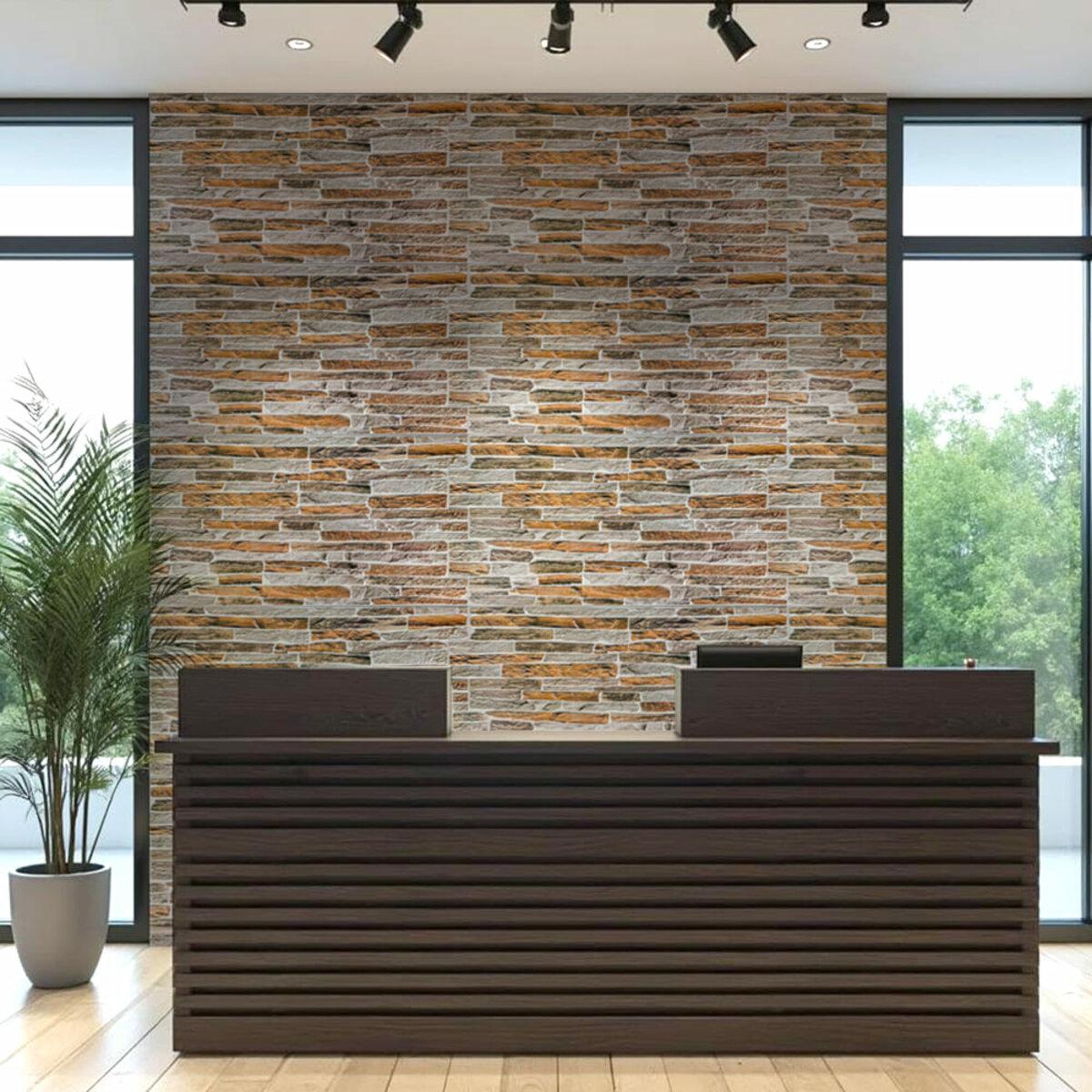 Декоративная ПВХ панель под камень 960x480 мм в интерьере — панель ПВХ для стен в интерьере