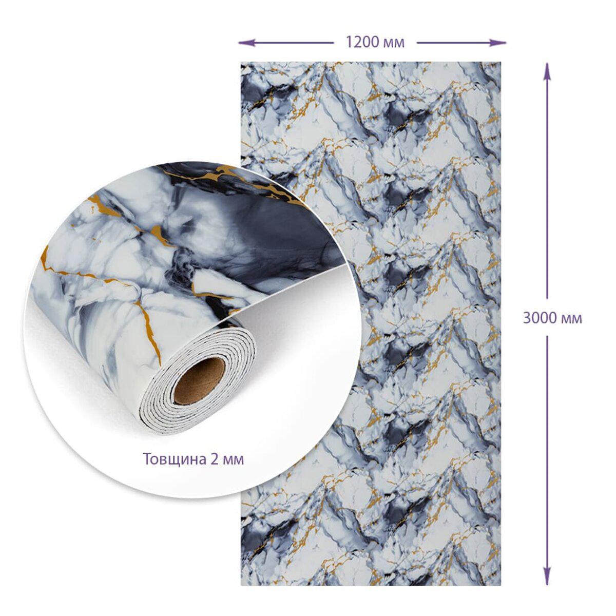 самоклеюча стінова PET плитка в рулоні з розмірами 1200х3000 мм і товщиною 2 мм