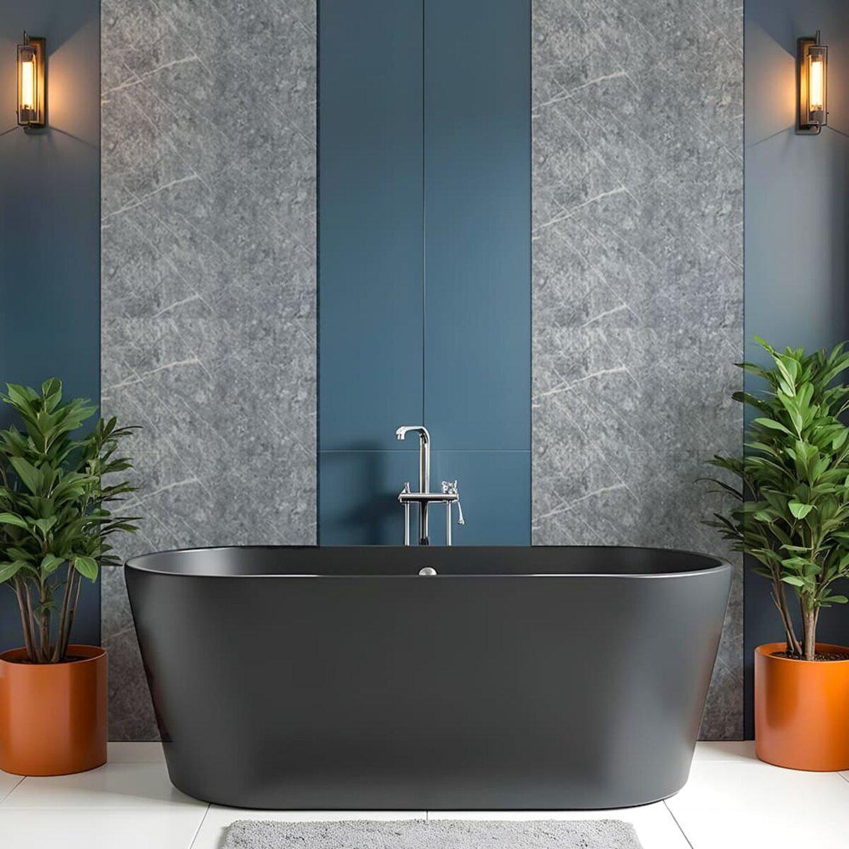 рулонная самоклеящаяся PET плитка в интерьере ванной 600х3000х2мм — влагостойкая панель для стен