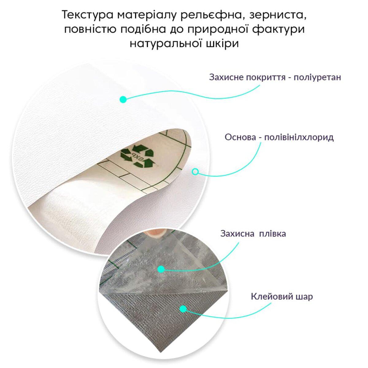 рельефная экокожа PVC+PU с полиуретановым покрытием и клеевым слоем — самоклеящаяся экокожа