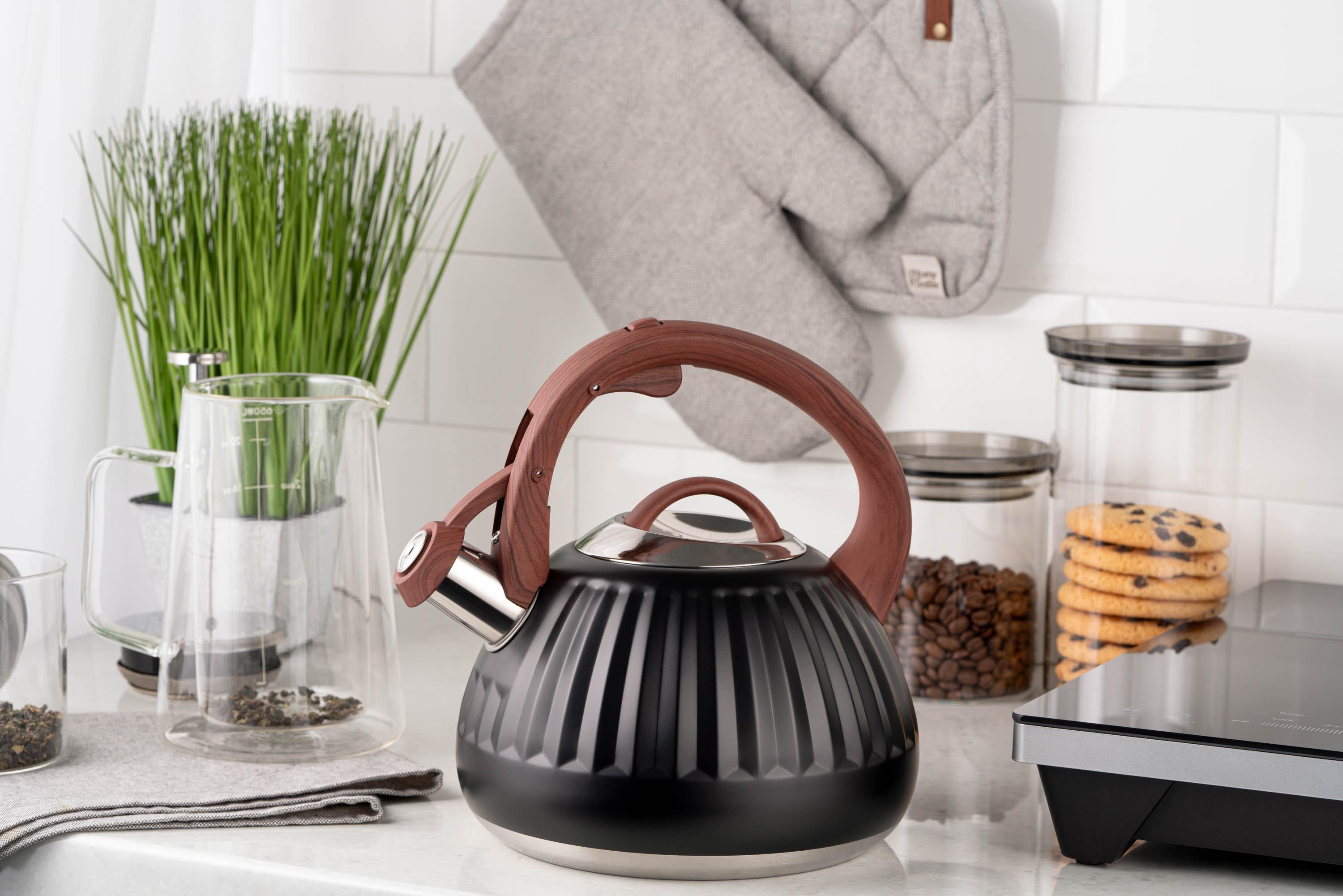 нержавеющий чайник с soft-touch ручкой — ARDESTO Gemini черный в применении