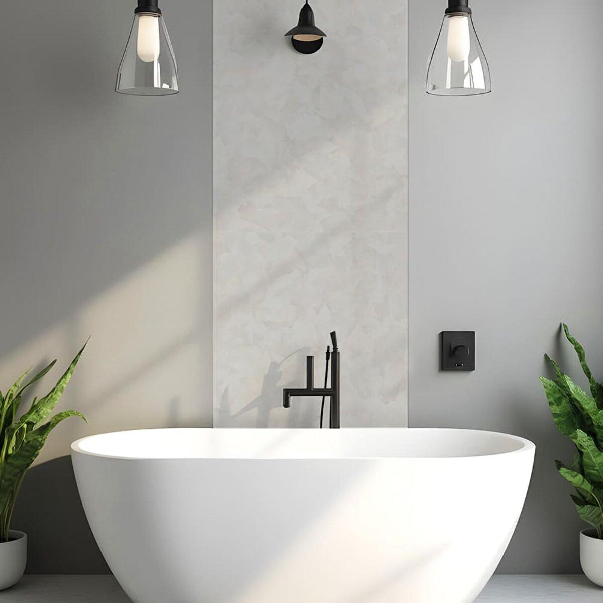 Декоративная ПВХ плита 600x600 мм в интерьере ванной — плитка ПВХ имитация мрамора 600×600