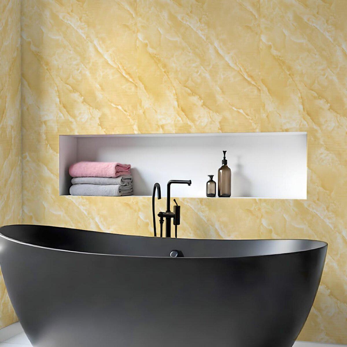 Самоклеящаяся стеновая панель в рулоне в интерьере ванной, водостойкая настенная панель для ванной