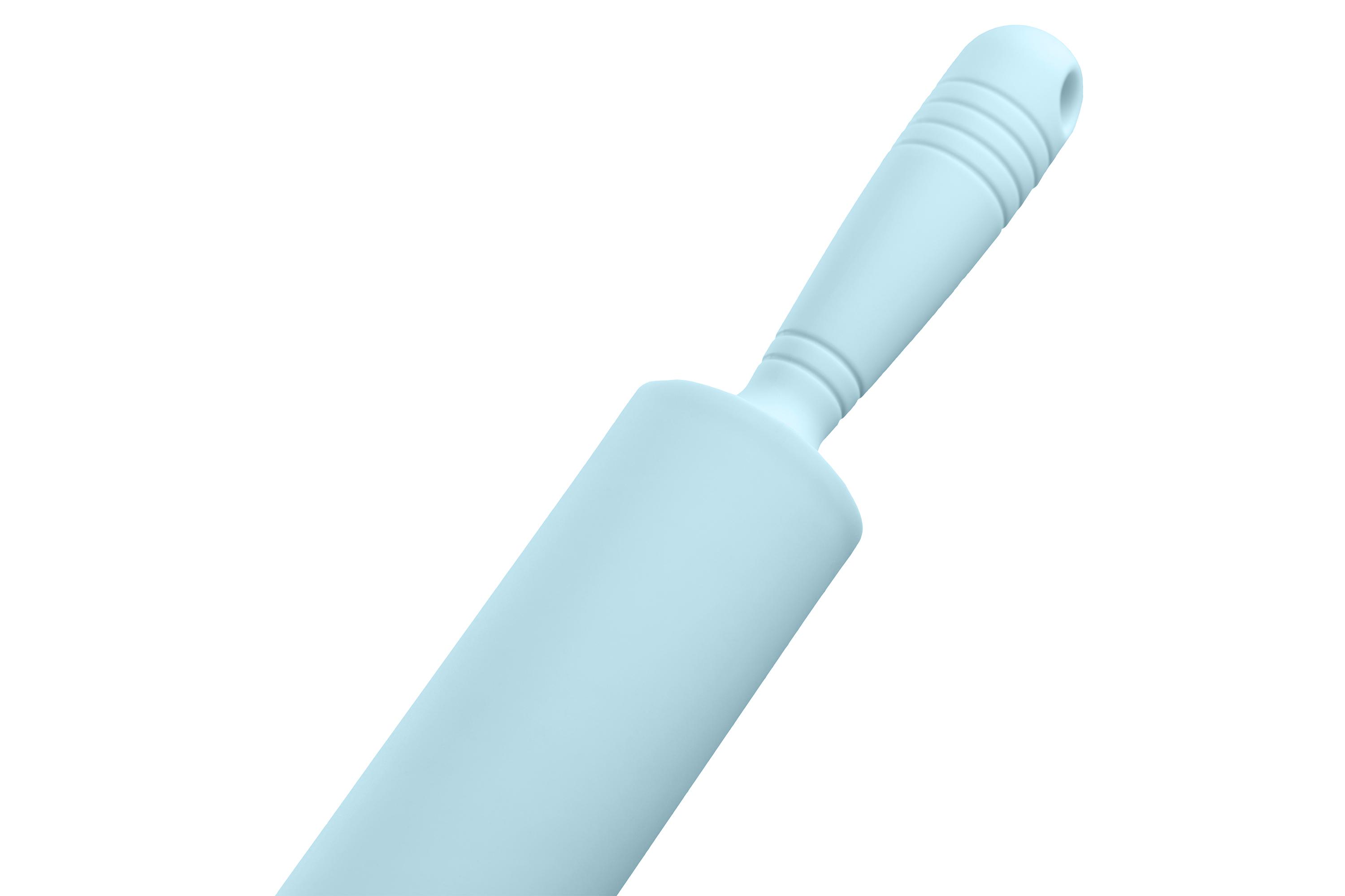 скалка для раскатки теста с ручками — неприлипающая силиконовая скалка голубая