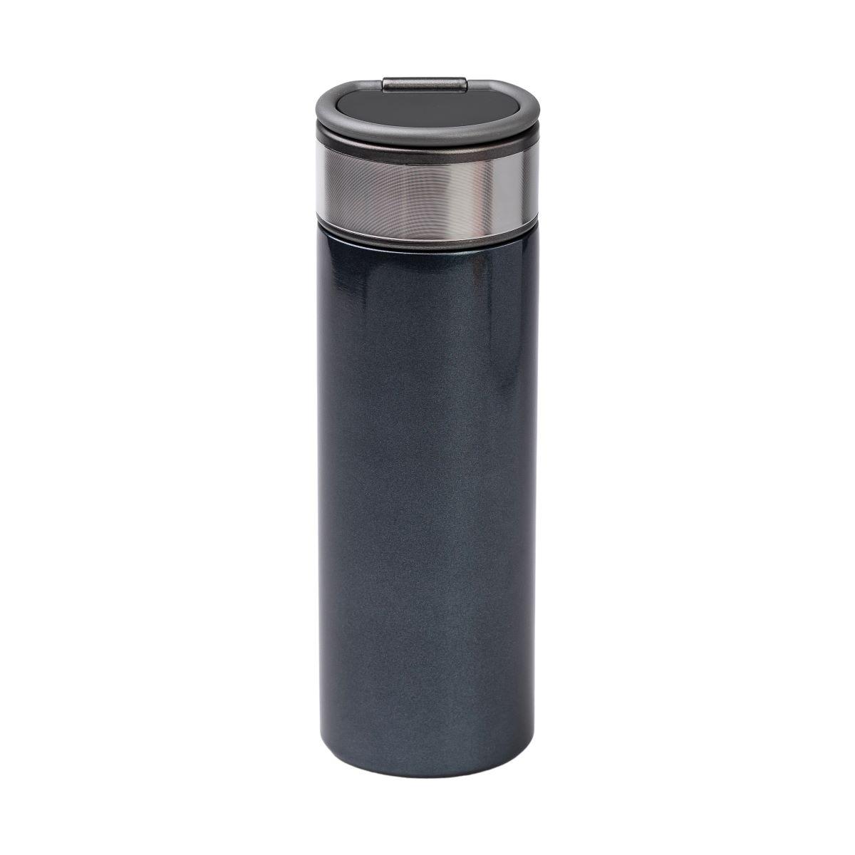 термос с индикатором температуры 530 мл, синий — вакуумный термос для путешествий