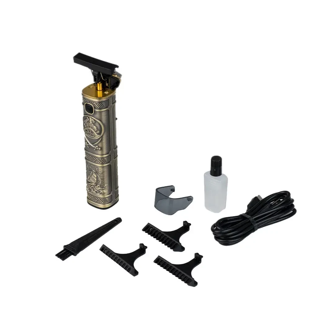 набор аксессуаров триммера — USB-кабель, насадки 1/2/3 мм, щётка и масло для обслуживания