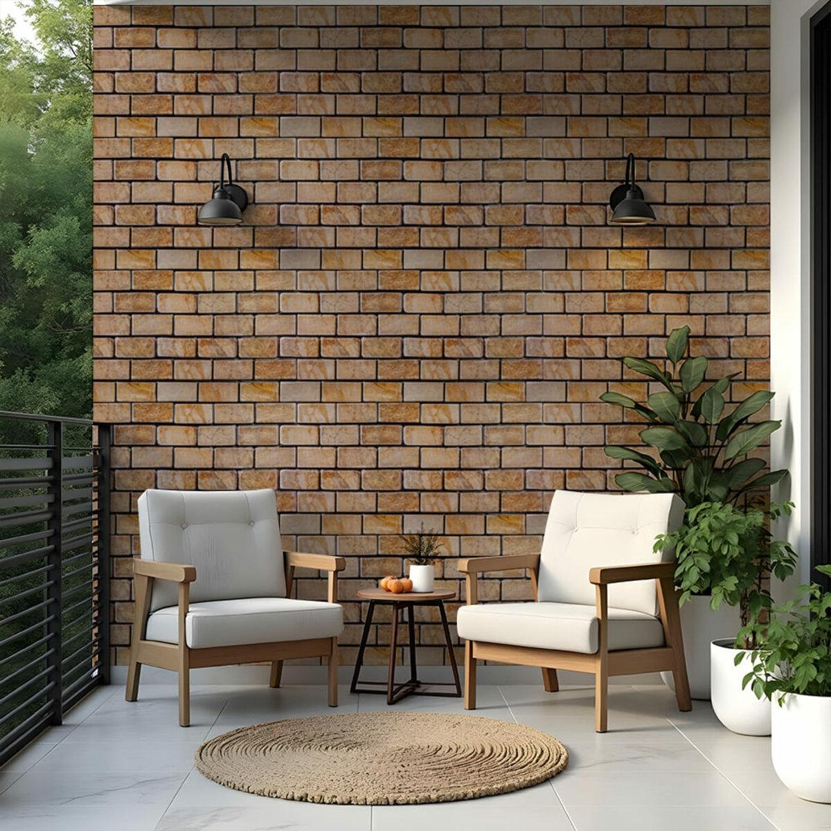 Панели ПВХ под кирпич в кухне коричневый мрамор лист 960х480 имитация кирпичной кладки