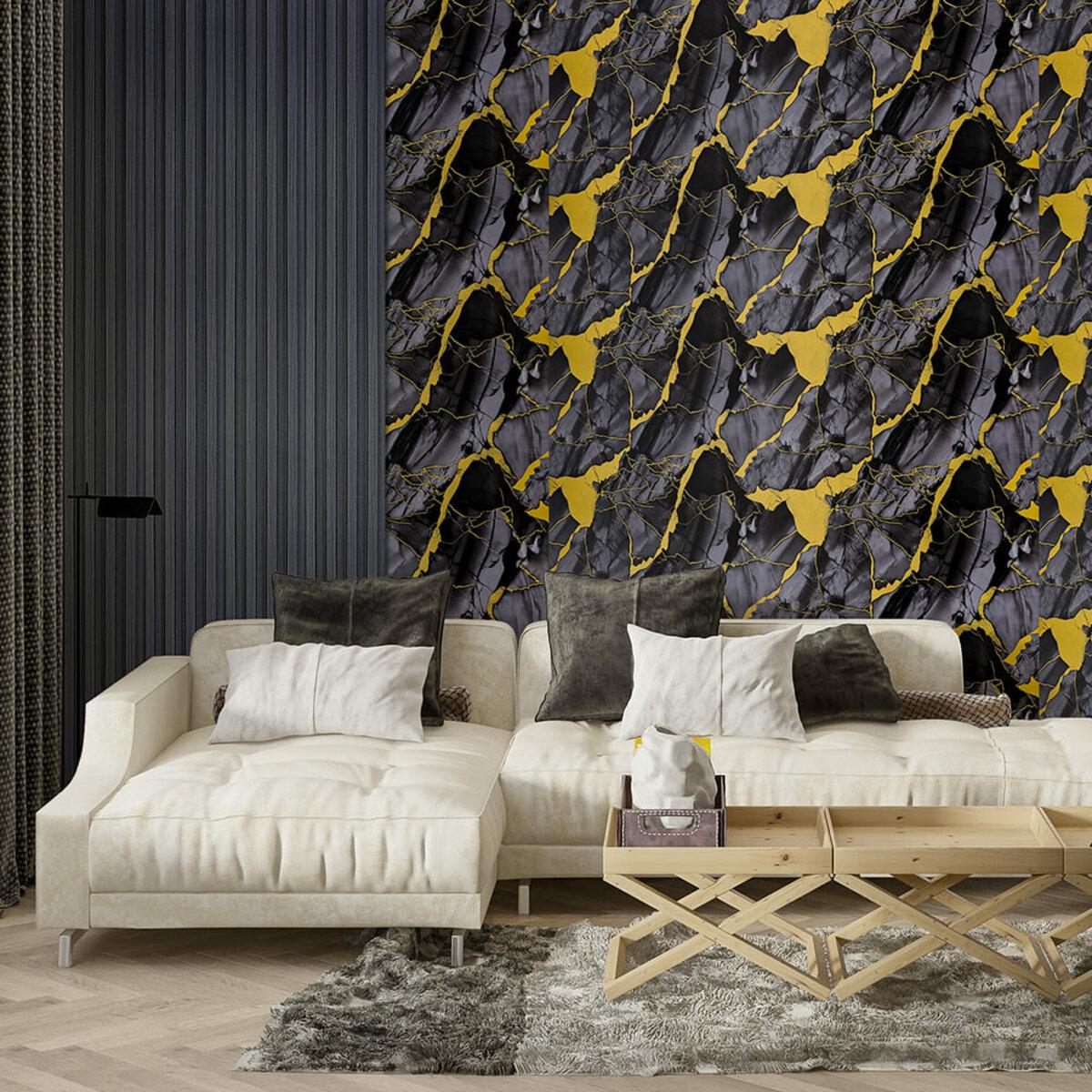 Самоклеюча стінова PET плитка з мармуровим візерунком у вітальні