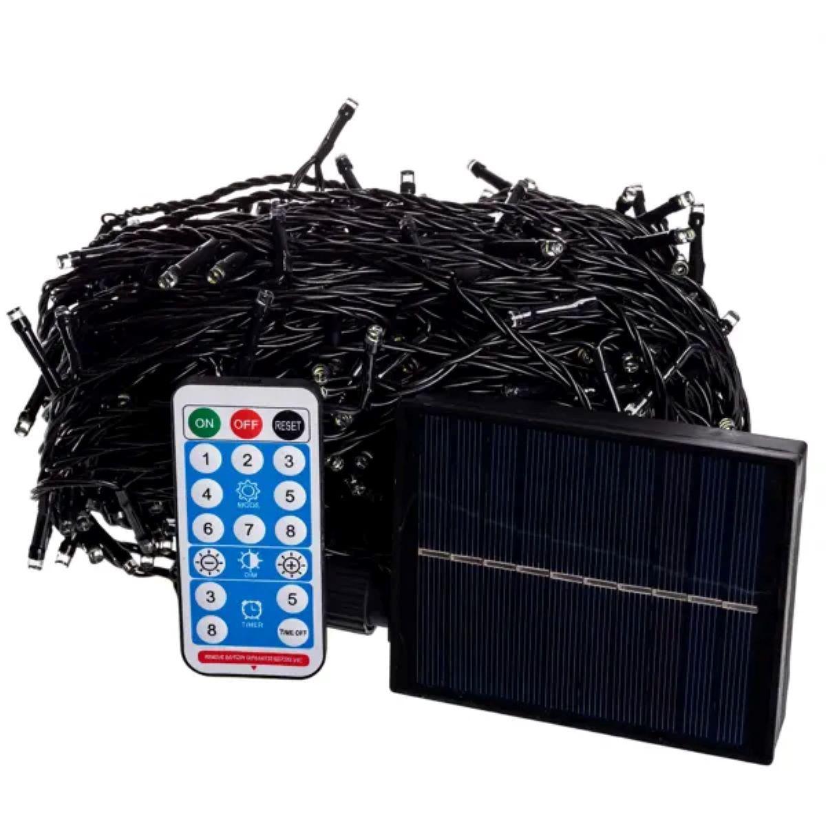 гирлянда на солнечной батарее 500 LED с пультом и солнечной панелью, крупный план