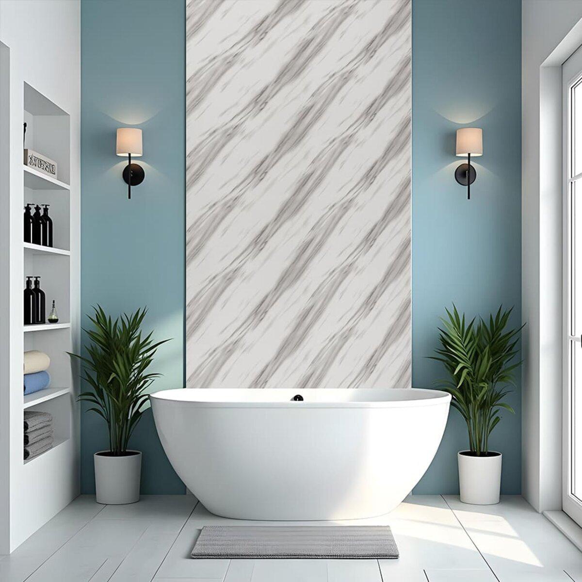 Самоклеящаяся стеновая плитка рулон в интерьере ванной 1200x3000, декоративная панель под камень