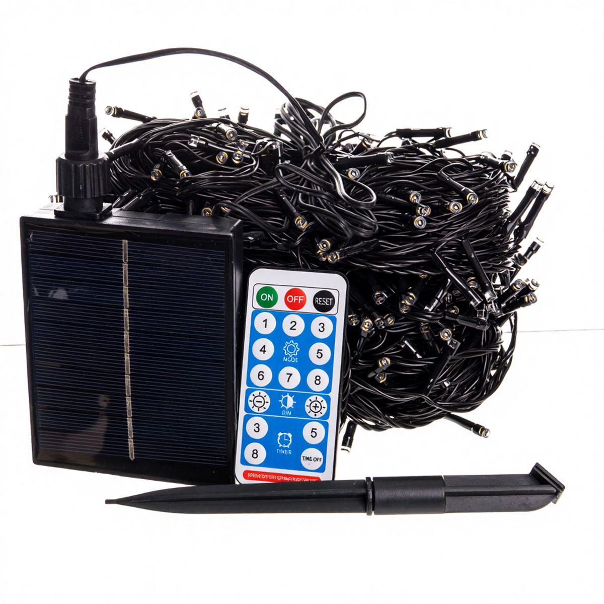 солнечная панель и пульт для уличной гирлянды 500 LED автономное питание