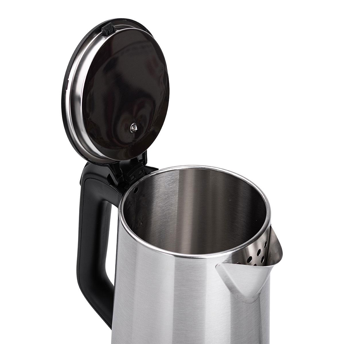 внутренний вид чайника с открытой крышкой и скрытым нагревательным элементом — чайник с дисковым нагревательным элементом