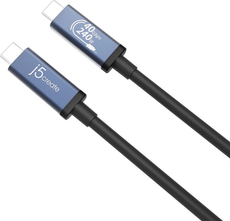 Преміальний кабель USB4 Type-C to Type-C j5create JUC29L08 з підтримкою 40 Гбіт/с та заряджання 240 Вт