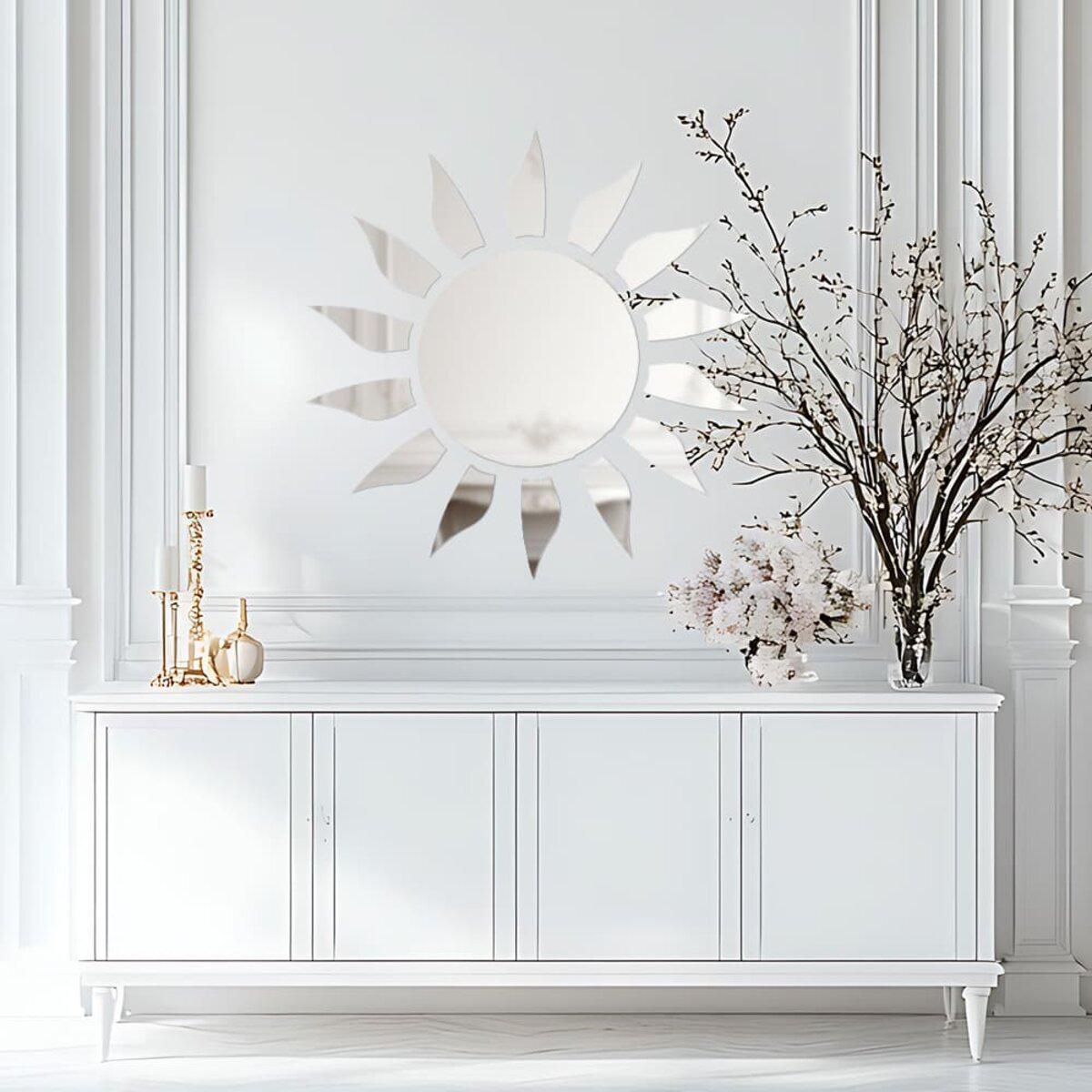 самоклеящиеся зеркальные элементы декора набор 15 шт в светлом интерьере, акрил 1 мм