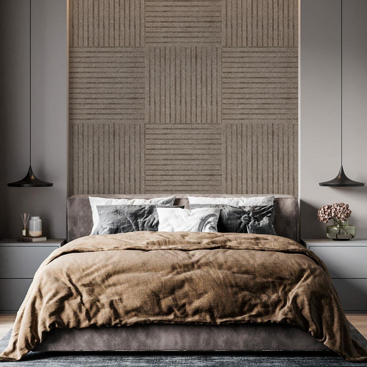 Самоклеюча акустична панель коричневого кольору в затишному інтер’єрі для поглинання шуму