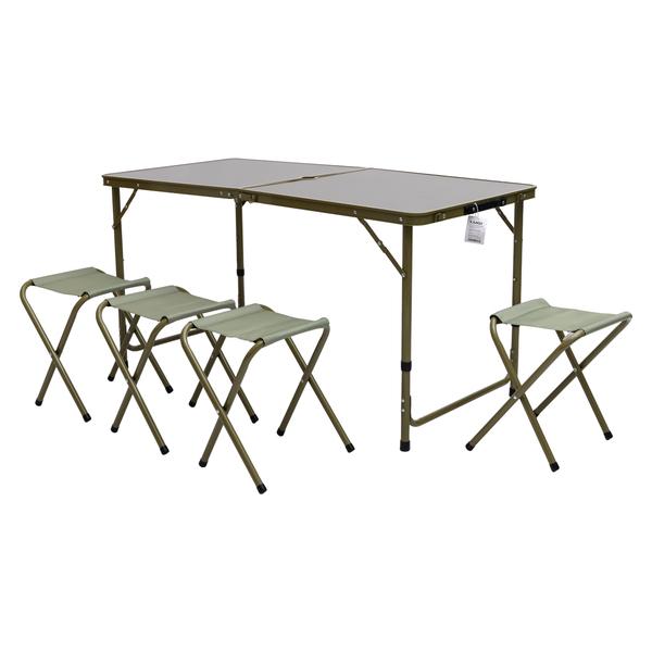 раскладной стол и 4 табурета для пикника 120x60 см — компактный туристический набор стол и стулья