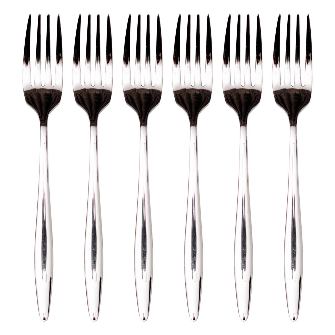 набор десертных вилок 6 шт серебристые 14 см в ряд