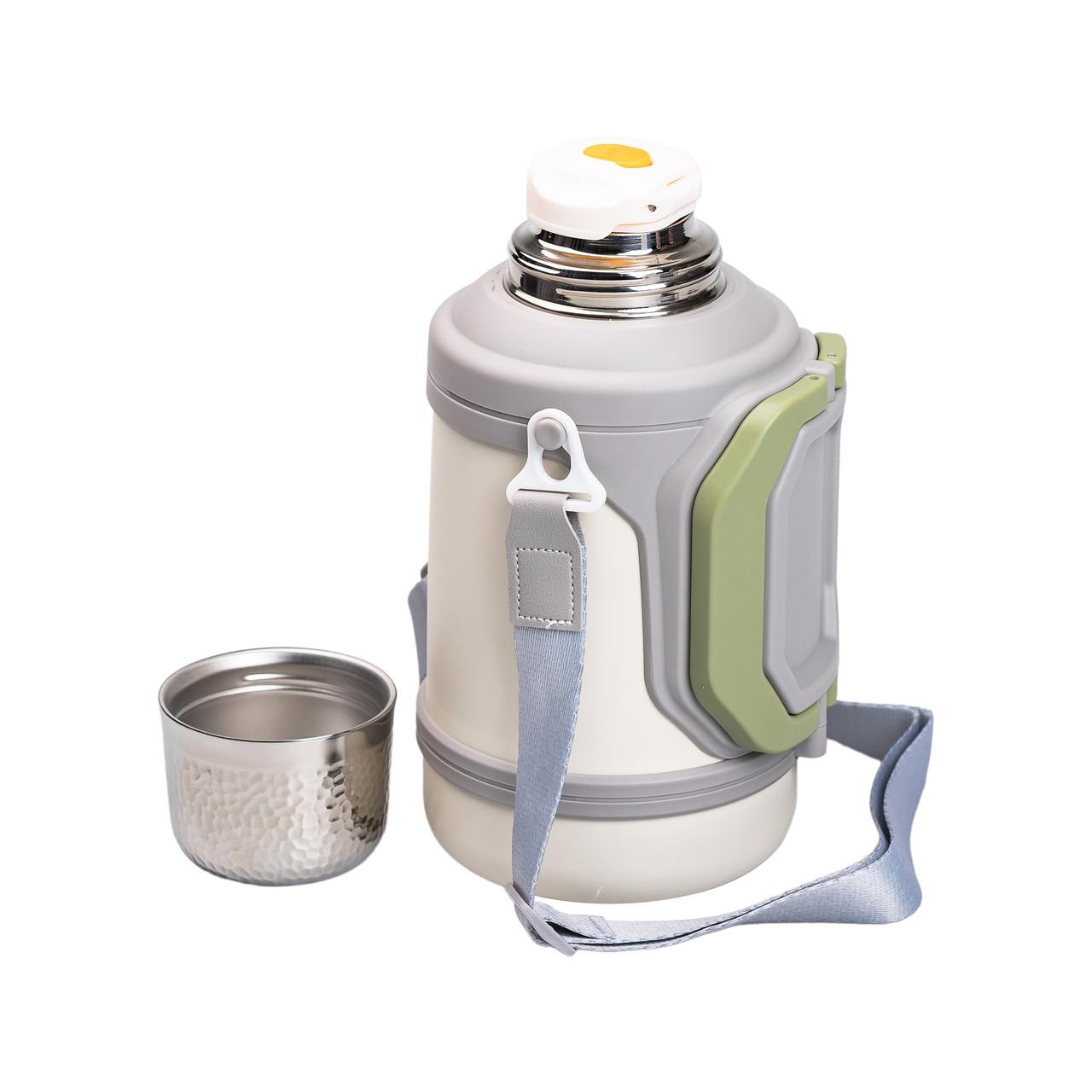 Термос для путешествий 1.5 л с открытой крышкой и чашкой — нержавеющая сталь, сохраняет тепло