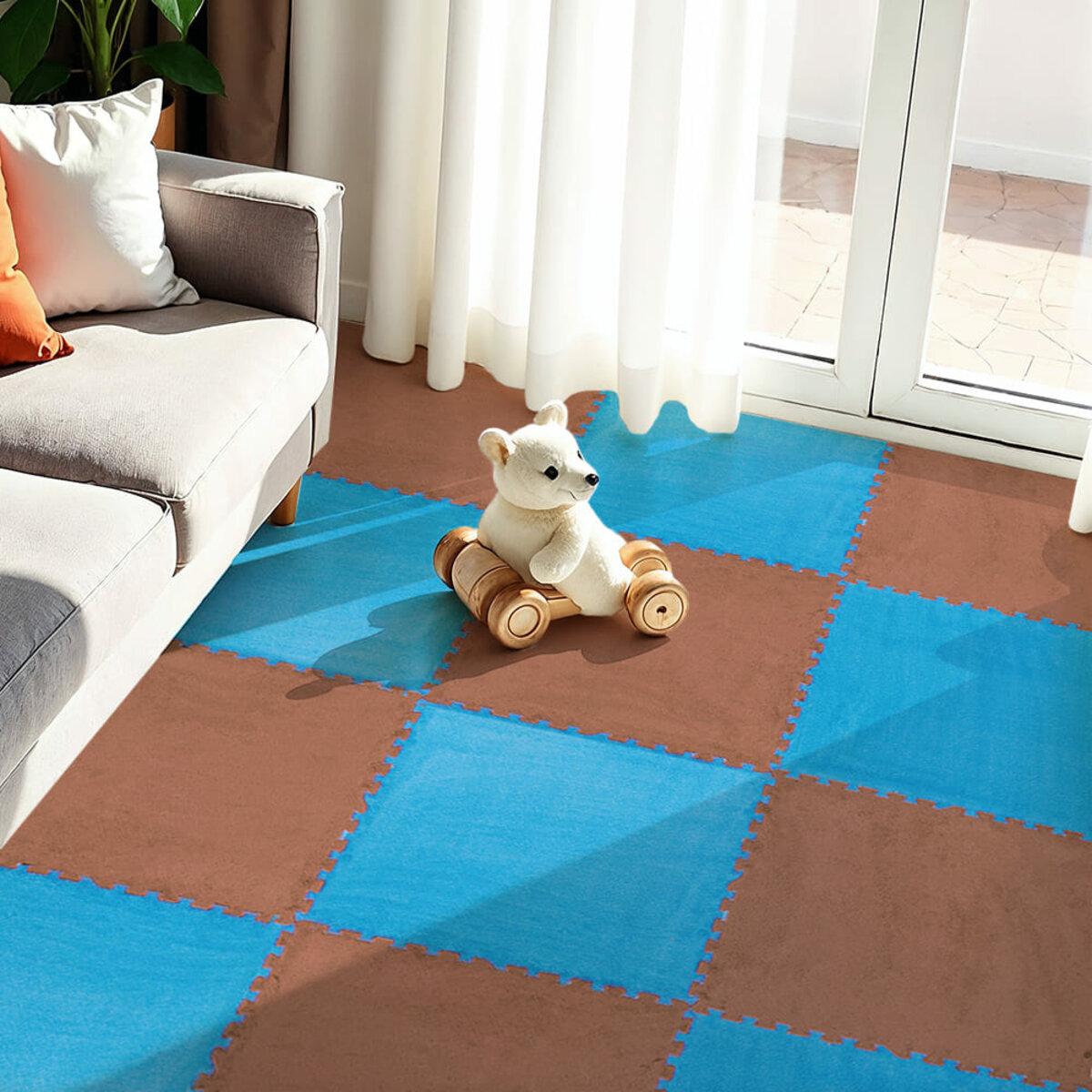 Плюшевые напольные пазлы 60x60 в интерьере — мягкое модульное покрытие для детской