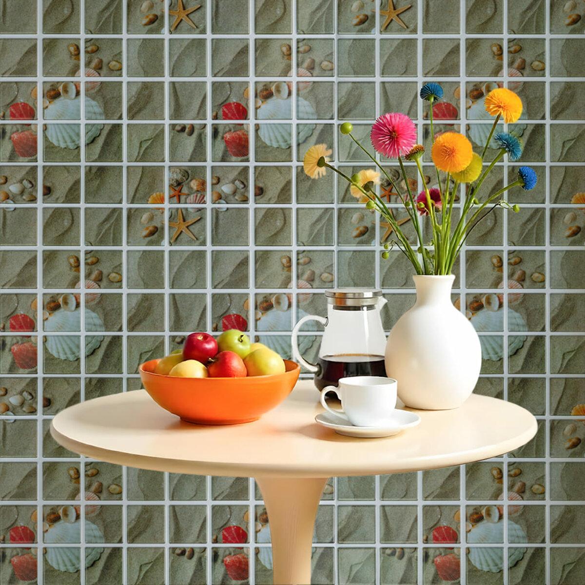 ПВХ панель мозаика крупный план 960x480 влагостойкая — капли воды на поверхности