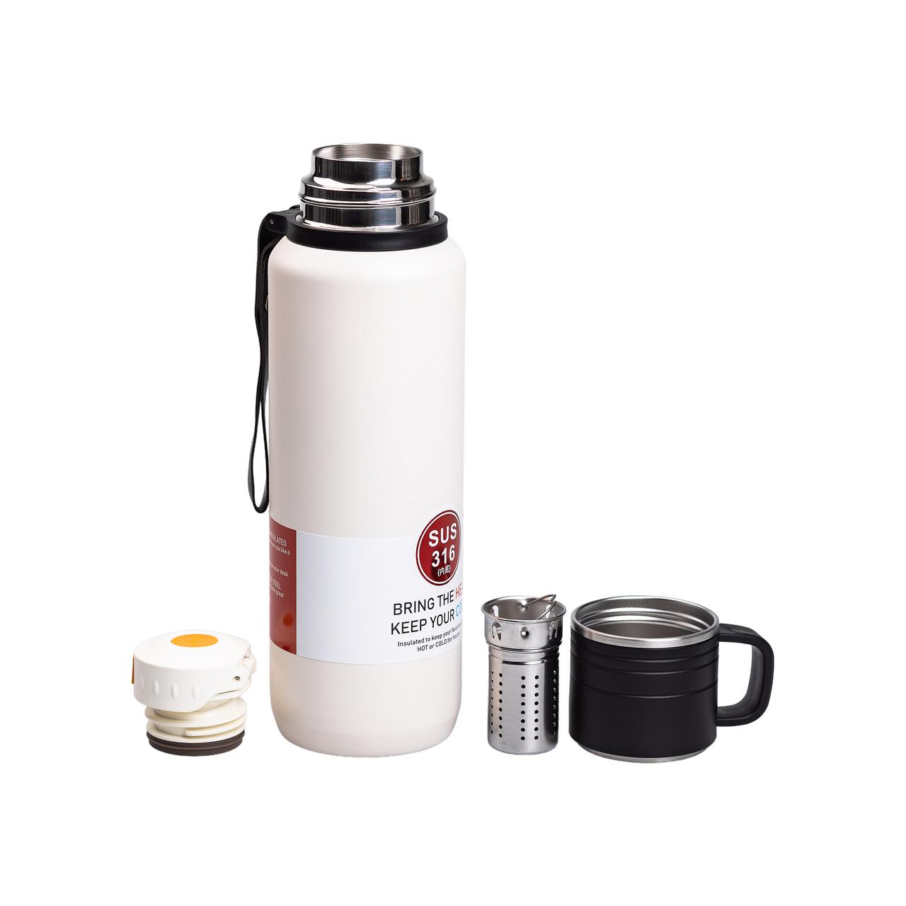 термос с заварником 1 л комплект: фильтр, чашка, внутренняя пробка