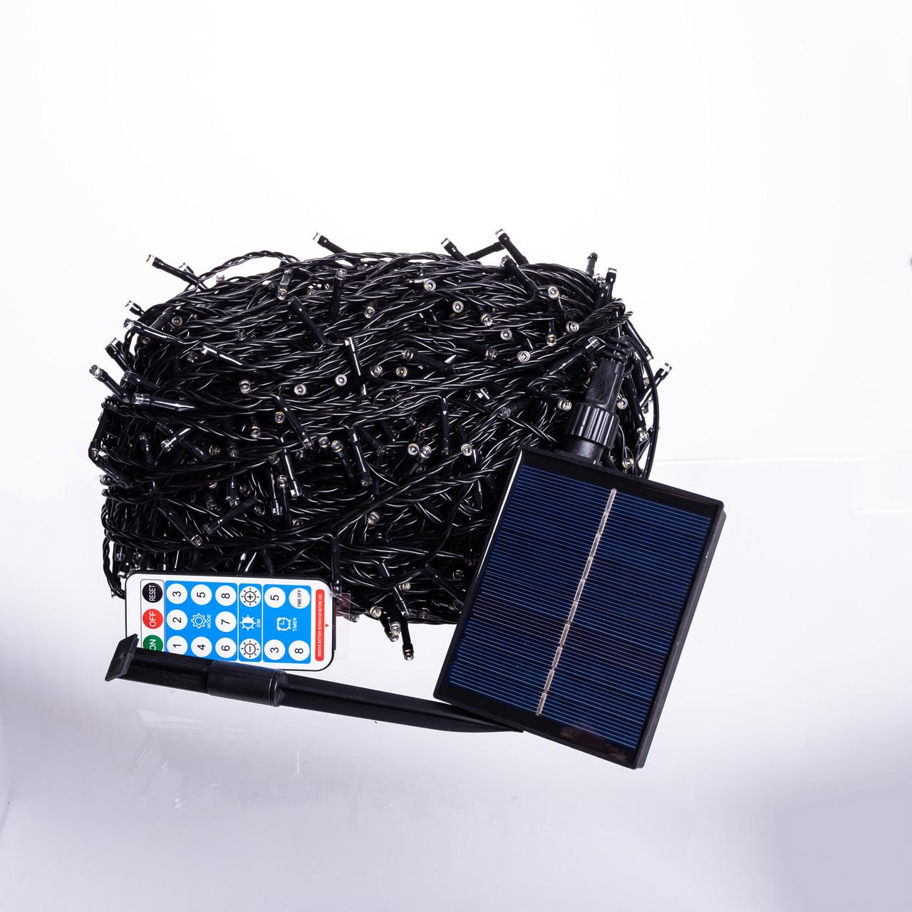 солнечная гирлянда для улицы с пультом солнечная панель и контроллер на черном проводе
