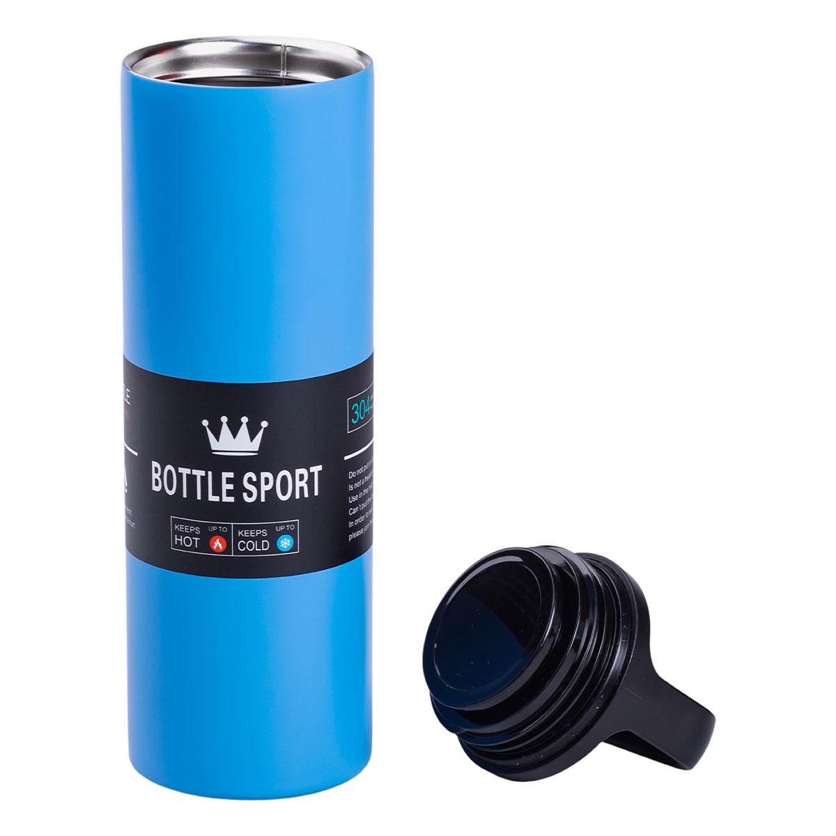 Крупный план: открытый термос 500 мл и герметичная крышка, вакуумный термос для напитков