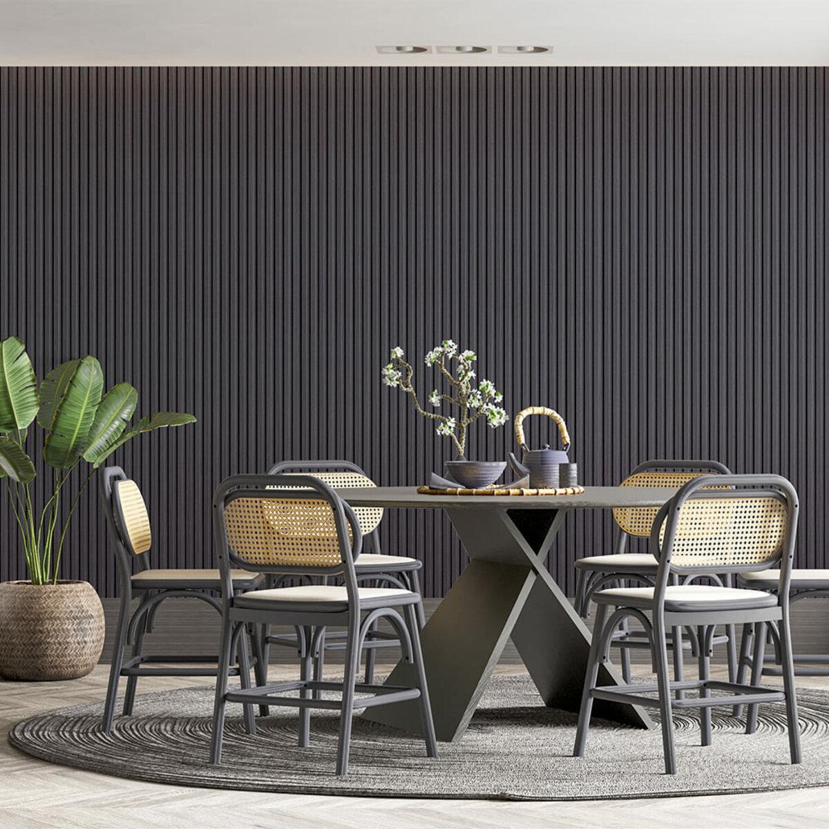 Графитовые декоративные рейки WPC для стен в интерьере — панель 3000х150х9 мм