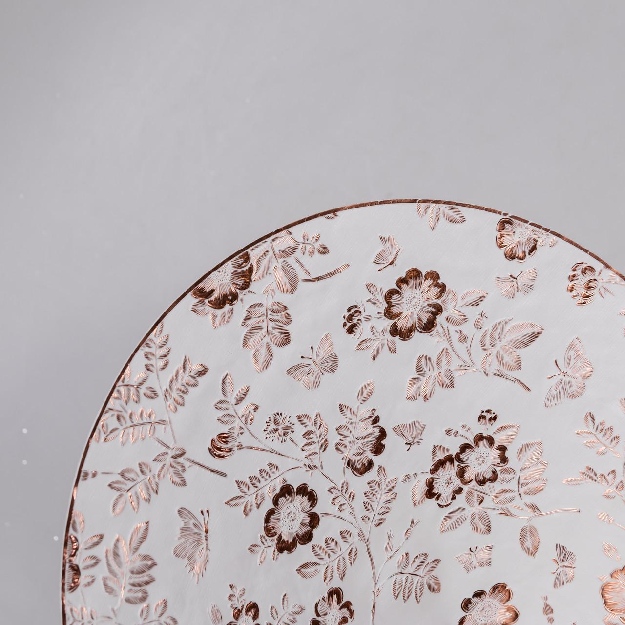 Бронзовий сервірувальний килимок Flowers 38 см крупним планом, фактура та квітковий візерунок плейсмата