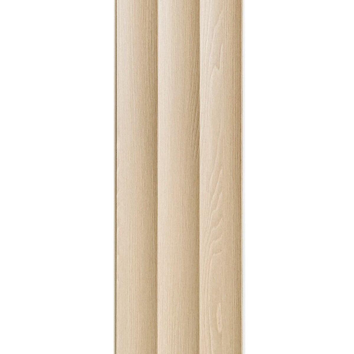 Стінова WPC рейка під дерево в інтер’єрі спальні, приклад декоративного оздоблення стіни