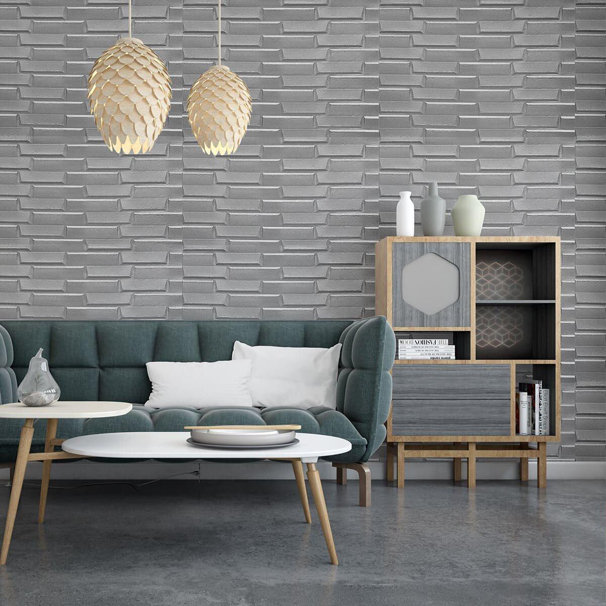 Серебристые самоклеящиеся 3D панели для стен в интерьере, рулон 3080x700x5мм