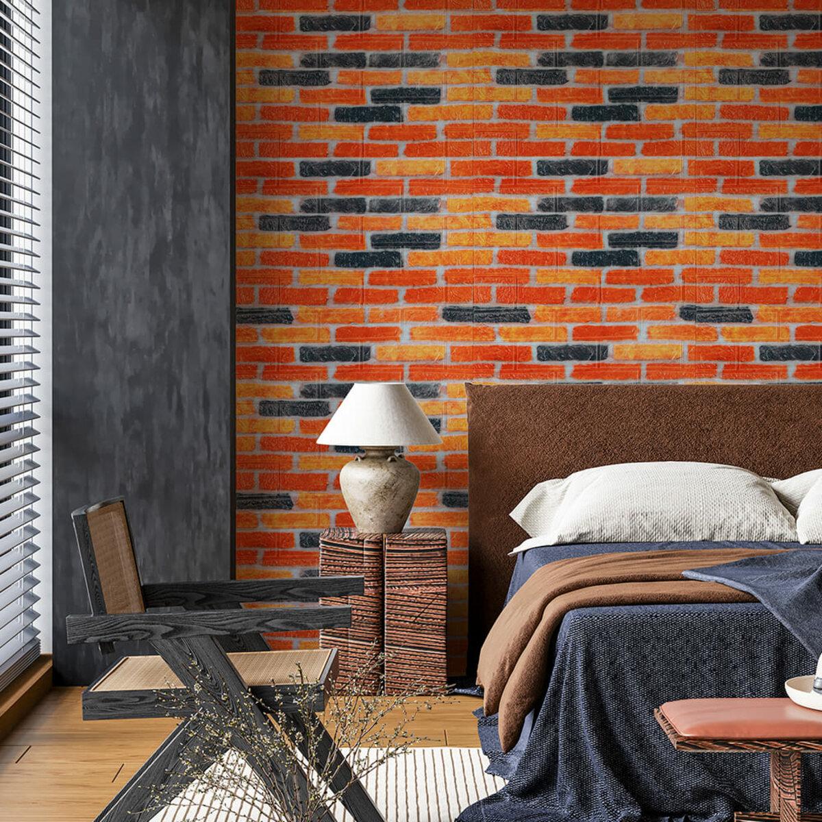 3D панель под кирпич в интерьере — матовый Екатеринославский кирпич, стеновая самоклеящаяся панель 700х770х3 мм